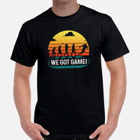 Football Tee - Game Day Shirt - Funny Football Shirt - Gift for Football Fan, Coach & Player - Football Graphic T-Shirt - We Got Game Shirt - Black, Men