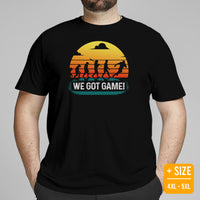Football Tee - Game Day Shirt - Funny Football Shirt - Gift for Football Fan, Coach & Player - Football Graphic T-Shirt - We Got Game Shirt - Black, Plus Size