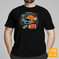 Football Fanatic Vintage Graphic T-Shirt - Gift Ideas for Football Fans - Game On Game Day Tee - Adorable Helmet Taking A Selfie Shirt - Black, Plus Size