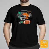 Football Fanatic Vintage Graphic T-Shirt - Gift Ideas for Football Fans - Game On Game Day Tee - Adorable Helmet Taking A Selfie Shirt - Black, Plus Size