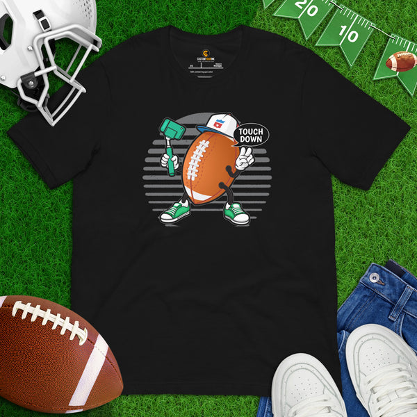 Football Tee - Game Day Shirt - Funny Football Shirt - Gift for Football Fan - Football Graphic T-Shirt - Cute Ball Taking A Selfie T-Shirt - Black