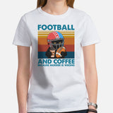 Football Tee - Black Cat Shirt - Game Day Shirt - Present for Coffee Lover, Gift for Football Fan - Coffee Because Murder Is Wrong T-Shirt - White, Women