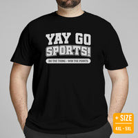 Football Vintage Graphic T-Shirt - Gift Ideas for Football Fans - Funny Game Day Tee - Yay Go Sports Do The Thing Win The Points Shirt - Black, Plus Size