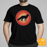 Fox 80s Retro Sunset Aesthetic T-Shirt - Embrace Your Foxy Side - Cottagecore Fursuit, Furry Fandom Tee - Gift for Fox & Nature Lovers - Black, Plus Size