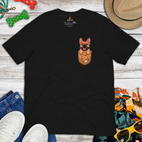 Frenchie Dog Themed Clothes & Attire - Canine Tee Shirts For Humans - Gifts for Dog Lovers - Cute Frenchie Puppy In Pocket T-Shirt - Black