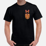 Frenchie Dog Themed Clothes & Attire - Canine Tee Shirts For Humans - Gifts for Dog Lovers - Cute Frenchie Puppy In Pocket T-Shirt - Black, Men