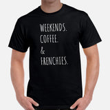 Frenchie Dog Themed Clothes & Attire - Canine Tee Shirts For Humans - Gifts for Dog Lovers - Weekends, Coffee And Frenchies T-Shirt - Black, Men