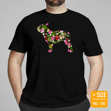 Frenchie Dog Themed Clothes & Attire - Canine Tee Shirts & Outfit For Humans - Gifts for Campers & Dog Lovers - Tropical Floral T-Shirt - Black, Plus Size