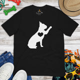 Frenchie Dog Themed Clothes & Attire - Canine Tee Shirts & Outfit For Humans - Gifts for Dog Lovers - Cute Frenchie High-fives T-Shirt - Black