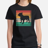 Frenchie Dog Themed Clothes & Attire - Canine Tee Shirts & Outfit For Humans - Gifts for Dog Lovers & Owners - Retro Frenchie T-Shirt - Black, Women