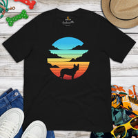 Frenchie Dog Themed Clothes & Attire - Canine Tee Shirts & Outfit For Humans - Gifts for Dog Lovers & Owners - Retro Sunset Themed Tee - Black