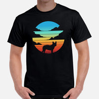 Frenchie Dog Themed Clothes & Attire - Canine Tee Shirts & Outfit For Humans - Gifts for Dog Lovers & Owners - Retro Sunset Themed Tee - Black, Men