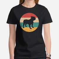 Frenchie Dog Themed Clothes & Attire - Canine Tee Shirts & Outfit For Humans - Gifts for Dog Lovers & Owners - Vintage Vibes T-Shirt - Black, Women