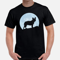 Frenchie Dog Themed Clothes & Attire - Canine Tee Shirts, Outfit For Humans - Gifts for Dog Moms, Dads & Lovers - Over The Moon T-Shirt - Black, Men