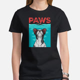 Frenchie Dog Themed Clothes & Attire - Canine Tee Shirts & Outfit For Humans - Gifts for Dog Moms, Dads & Lovers - The Paws T-Shirt - Black, Women