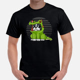 Frenchie Dog Themed Clothes & Attire - Cute Dinosaur Costume T-Shirt - Funny Canine Tee Shirts For Humans - Gifts for Dog Lovers - Black, Men