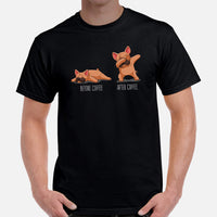 Frenchie Dog Themed Clothes & Attire - Funny Canine Tee Shirts For Humans - Gifts for Dog Lovers - Before And After Coffee T-Shirt - Black, Men