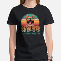 Frenchie Dog Themed Clothes & Attire - Funny Canine Tee Shirts For Humans - Gifts for Dog Lovers & Owners - I'll Be Watching You Shirt - Black, Women