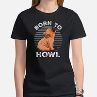 Frenchie Dog Themed Clothes & Attire - Funny Canine Tee Shirts For Humans - Gifts for Dog Moms, Dads & Lovers - Born To Howl T-Shirt - Black, Women