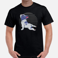 Frenchie Dog Themed Clothes & Attire - Funny Canine Tee Shirts For Humans - Gifts for Yoga & Dog Lovers - Cute Pied Frenchie T-Shirt - Black, Men