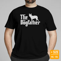 Frenchie Dog Themed Clothes & Attire - Funny Canine Tee Shirts, Outfit For Humans - Gifts for Dog Dads & Lovers - The Dogfather T-Shirt - Black, Plus Size