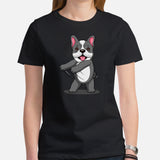 Frenchie Dog Themed Clothes & Attire - Funny Canine Tee Shirts & Outfit For Humans - Gifts for Dog Lovers - Floss Like A Boss T-Shirt - Black, Women