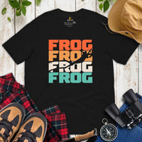 Vintage Frog T-Shirt - Frog and Toad Shirt - Presents, Gift Ideas for Outdoorsmen, Nature & Animal Lover - Happy, Happier Campers Tee Shirt - Black