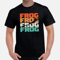 Vintage Frog T-Shirt - Frog and Toad Shirt - Presents, Gift Ideas for Outdoorsmen, Nature & Animal Lover - Happy, Happier Campers Tee Shirt - Black, Men