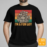Camping & Hiking T-Shirt - Mushroom Shirt - Presents, Gift Ideas for Campers, Outdoorsmen, Hikers, Nature Lovers - I'm A Fun Guy T-Shirt - Black, Large Size for Overweight
