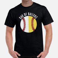 Funny Baseball T-Shirt - Father's Day Gift Ideas for Him, Baseball Lovers & Enthusiasts - Dad of Ballers Shirt - Game Day Tees for Men - Black, Men