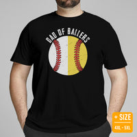 Funny Baseball T-Shirt - Father's Day Gift Ideas for Him, Baseball Lovers & Enthusiasts - Dad of Ballers Shirt - Game Day Tees for Men - Black, Plus Size