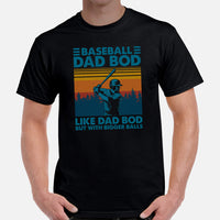 Funny Baseball T-Shirt - Gift Ideas for Him, Baseball Lovers & Enthusiasts - Baseball Dad Bod Like Dad Bod But With Bigger Balls Shirt - Black, Men