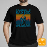Funny Baseball T-Shirt - Gift Ideas for Him, Baseball Lovers & Enthusiasts - Baseball Dad Bod Like Dad Bod But With Bigger Balls Shirt - Black, Plus Size