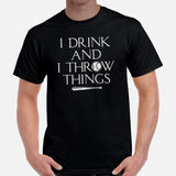 Funny Baseball T-Shirt - Gift Ideas for Him & Her, Baseball Lovers & Enthusiasts - I Drink And I Throw Things Shirt - Game Day Tee - Black, Men
