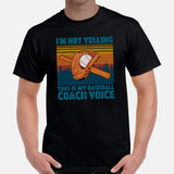 Funny Baseball T-Shirt - Gift Ideas for Him & Her, Baseball Lovers & Enthusiasts - I'm Not Yelling This Is My Baseball Coach Voice Tee - Black, Men