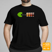 Funny Day Drinking T-Shirts - Beer Themed Shirt - Gift Ideas, Presents For Beer Lovers & Brewers - Hops In Beer Pacman Inspired T-Shirt - Black, Plus Size