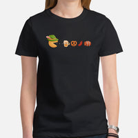 Funny Day Drinking T-Shirts - Beer Themed Shirt - Gift Ideas, Presents For Beer Lovers & Brewers - Oktoberfest Pacman Inspired T-Shirt - Black, Women