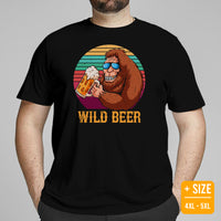 Funny Day Drinking T-Shirts - Beer Themed Shirt - Gift Ideas, Presents For Beer Lovers & Snobs, Brewers - Wild Beer Sasquatch T-Shirt - Black, Plus Size