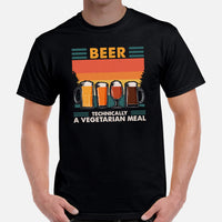 Funny Day Drinking Tee Shirts - Beer Themed Shirt - Gift Ideas, Presents For Beer Lovers - Beer Technically A Vegetarian Meal T-Shirt - Black, Men
