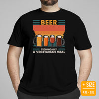 Funny Day Drinking Tee Shirts - Beer Themed Shirt - Gift Ideas, Presents For Beer Lovers - Beer Technically A Vegetarian Meal T-Shirt - Black, Plus Size