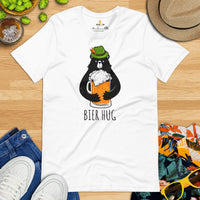 Funny Day Drinking Tee Shirts - Beer Themed Shirt - Gift Ideas, Presents For Beer Lovers & Brewers - Bier Hug T-Shirt - White