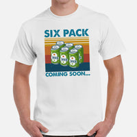 Funny Day Drinking Tee Shirts - Beer Themed Shirt - Gift Ideas, Presents For Beer Lovers & Brewers - Retro Six Pack Coming Soon T-Shirt - White, Men