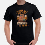 Funny Day Drinking Tee Shirts - Beer Themed Shirt - Gift Ideas, Presents For Beer Lovers - Cornhole & Beer That's Why I'm Here T-Shirt - Black, Men
