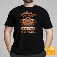 Funny Day Drinking Tee Shirts - Beer Themed Shirt - Gift Ideas, Presents For Beer Lovers - Cornhole & Beer That's Why I'm Here T-Shirt - Black, Plus Size