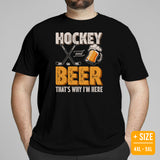 Funny Day Drinking Tee Shirts - Beer Themed Shirt - Gift Ideas, Presents For Beer Lovers & Snobs, Brewers - Funny Hockey And Beer Tee - Black, Plus Size