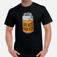 Funny Day Drinking Tee Shirts - Beer Themed Shirt - Gift Ideas, Presents For Beer Lovers & Snobs, Brewers - Save Water, Drink Beer Tee - Black, Men