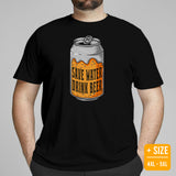 Funny Day Drinking Tee Shirts - Beer Themed Shirt - Gift Ideas, Presents For Beer Lovers & Snobs, Brewers - Save Water, Drink Beer Tee - Black, Plus Size