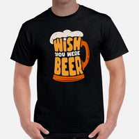 Funny Day Drinking Tee Shirts - Beer Themed Shirt - Gift Ideas, Presents For Beer Lovers & Snobs, Brewers - Wish You Were Beer T-Shirt - Black, Men