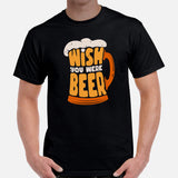 Funny Day Drinking Tee Shirts - Beer Themed Shirt - Gift Ideas, Presents For Beer Lovers & Snobs, Brewers - Wish You Were Beer T-Shirt - Black, Men