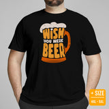 Funny Day Drinking Tee Shirts - Beer Themed Shirt - Gift Ideas, Presents For Beer Lovers & Snobs, Brewers - Wish You Were Beer T-Shirt - Black, Plus Size